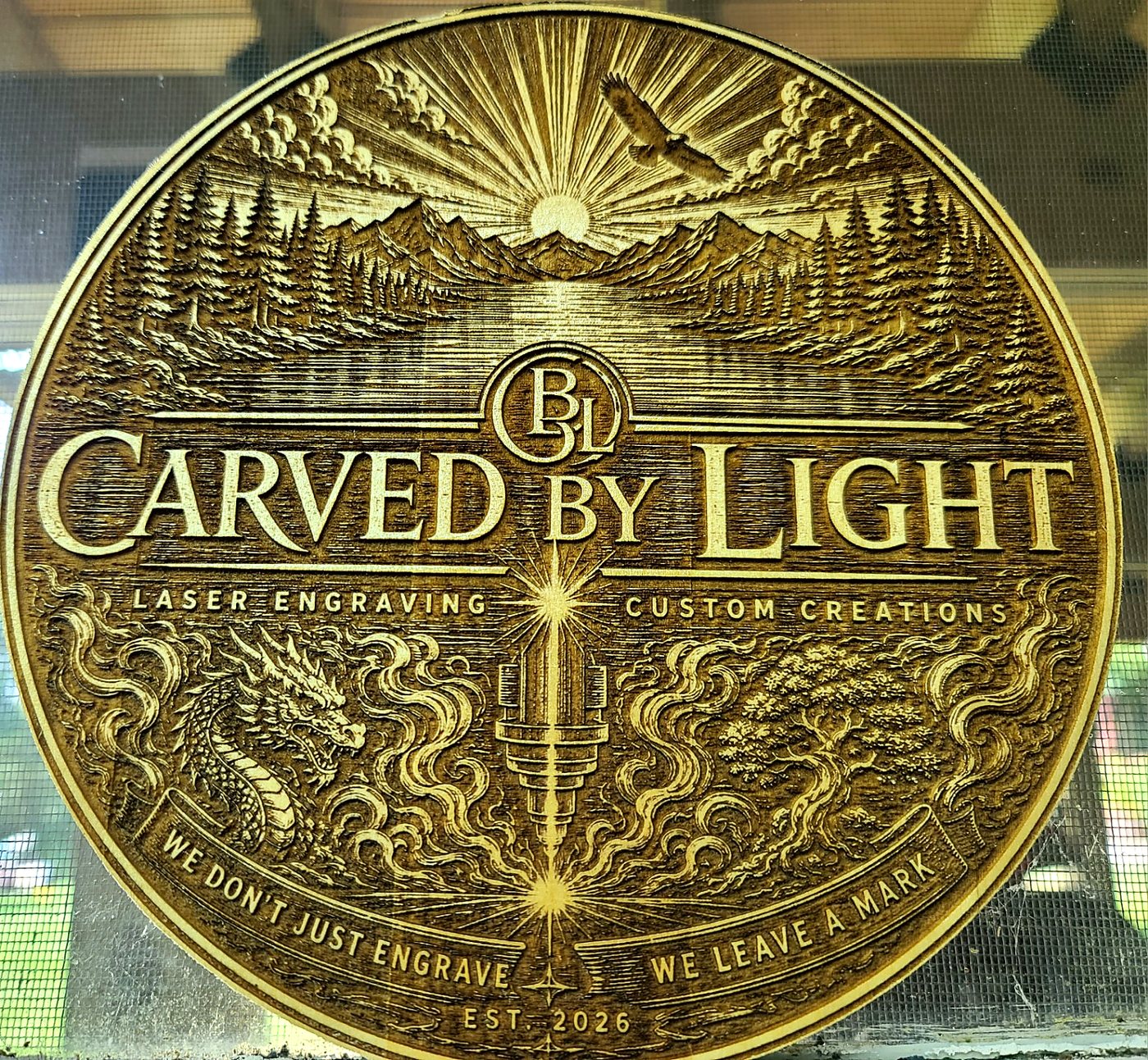 Carved By Light dimensional engraved medallion